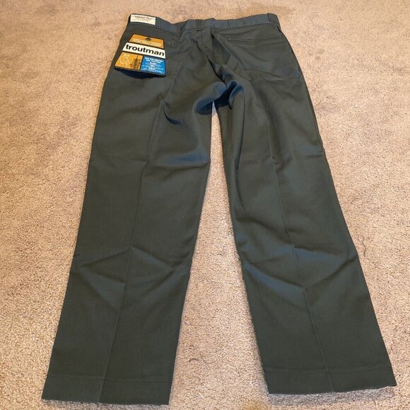 Vintage 90s Troutman Work Pants Size 37X30 Hunter Green Workwear Made in USA NWT - Picture 10 of 11